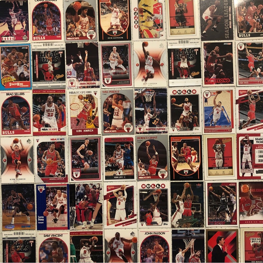 56 Chicago Bulls basketball cards Scottie Pippen Michael Jordan Derrick Rose